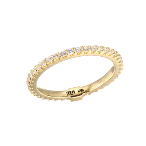 ELLE Jewelry Stardust Gold-Plated Sterling Silver CZ Ring R10302