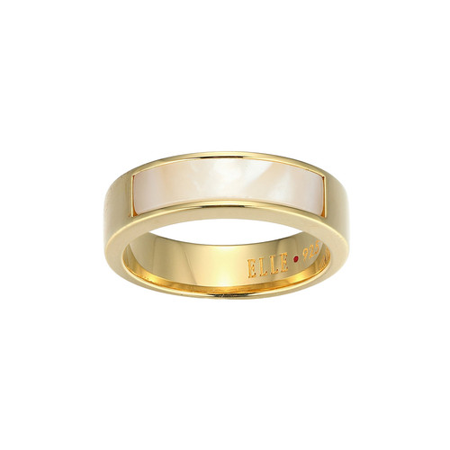 ELLE Jewelry Vera Gold-Plated Sterling Silver White Mother-of-Pearl Ring LR0236