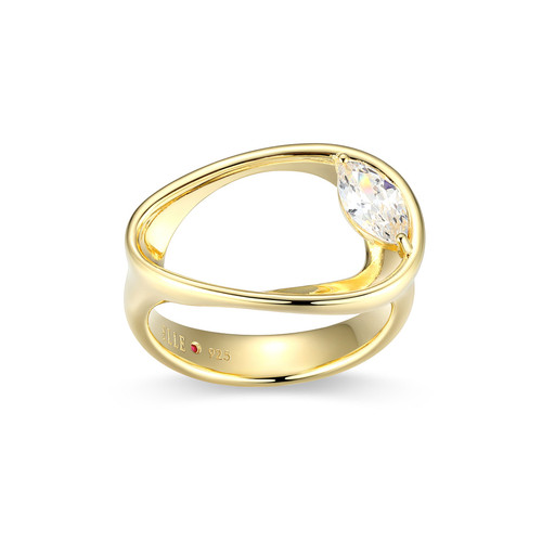 ELLE Jewelry Wink Gold-Plated Sterling Silver Cubic Zirconia Ring LR0279