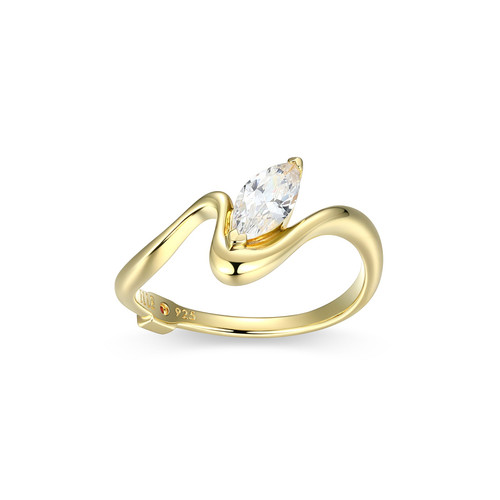 ELLE Jewelry Wink Gold-Plated Sterling Silver Cubic Zirconia Ring LR0281