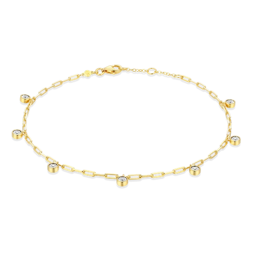 M by Monte Luna Dangle Station Lab-Created Diamond Mini Paperclip 14K Yellow Gold-Plated Sterling Silver Anklet BA0217Y