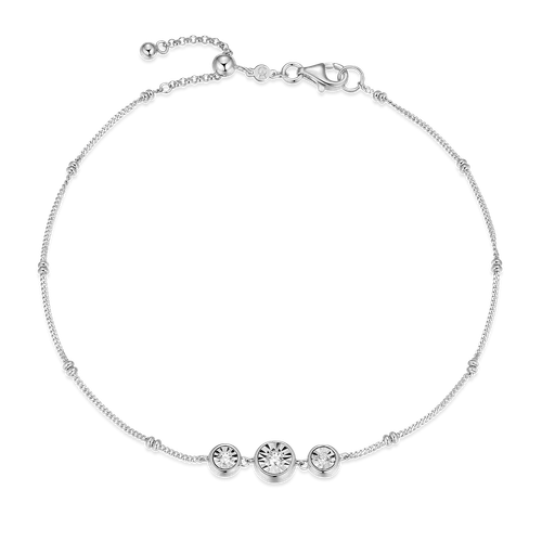 M by Monte Luna Trio Bezel-Set Lab-Created Diamond Beaded Bolo Rhodium-Plated Sterling Silver Anklet BA0219W