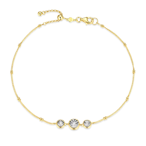 M by Monte Luna Trio Bezel-Set Lab-Created Diamond Beaded Bolo 14K Yellow Gold-Plated Sterling Silver Anklet BA0219Y
