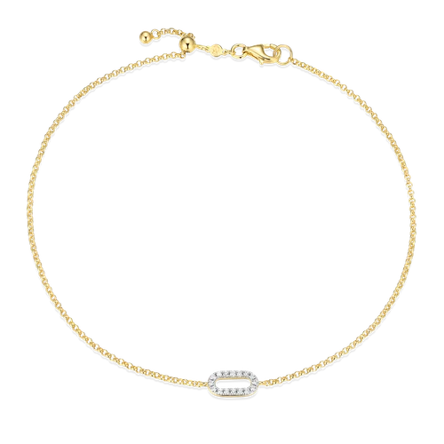M by Monte Luna Mini Paperclip Pendant Lab-Created Diamond Bolo 14K Yellow Gold-Plated Sterling Silver Anklet BA0237Y