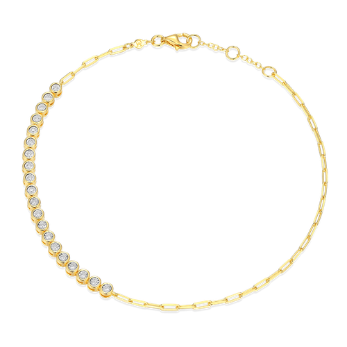 M by Monte Luna Mini Paperclip Chain & Bezel-Set Lab-Created Diamond 14K Yellow Gold-Plated Sterling Silver Anklet BA0239Y