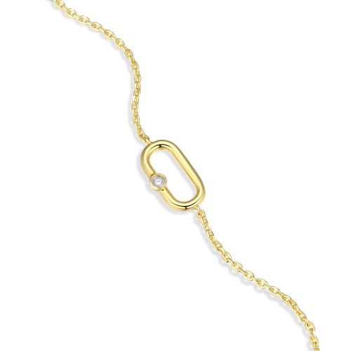 M by Monte Luna Mini Paperclip Pendant & Lab-Created Diamond Accent 14K Yellow Gold-Plated Sterling Silver Bracelet BB0001Y
