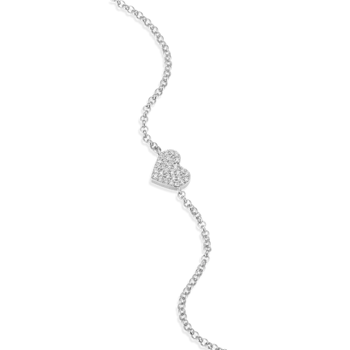 M by Monte Luna Pave Heart Pendant Bolo Rhodium-Plated Sterling Silver Bracelet BB0006W
