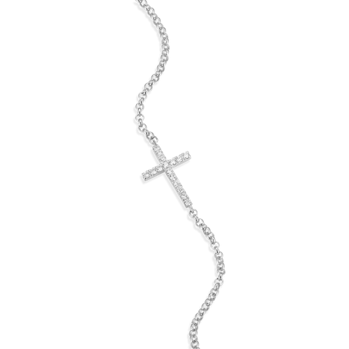 M by Monte Luna Cross Pendant Bolo Rhodium-Plated Sterling Silver Bracelet BB0023W