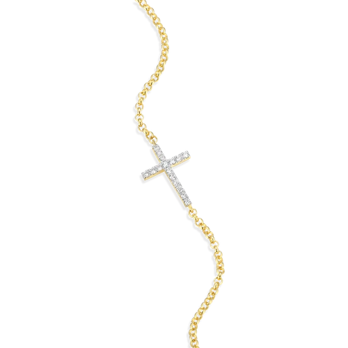 M by Monte Luna Cross Pendant Bolo 14K Yellow Gold-Plated Sterling Silver Bracelet BB0023Y