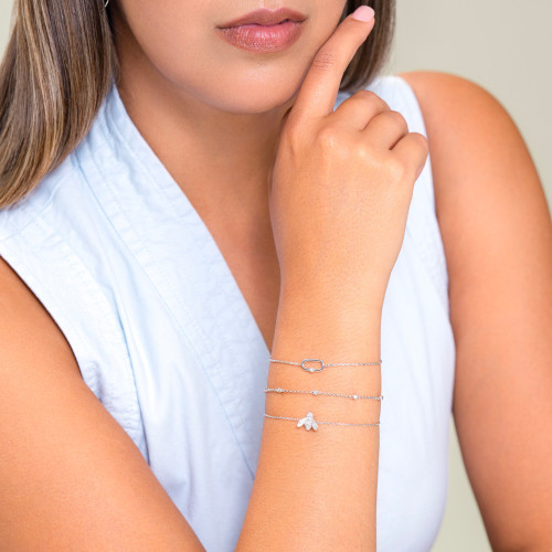 M by Monte Luna Lab-Created Diamond Honey Bee Bolo Rhodium-Plated Sterling Silver Bracelet