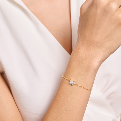 M by Monte Luna Lab-Created Diamond Butterfly Bolo Gold-Plated Sterling Silver Bracelet