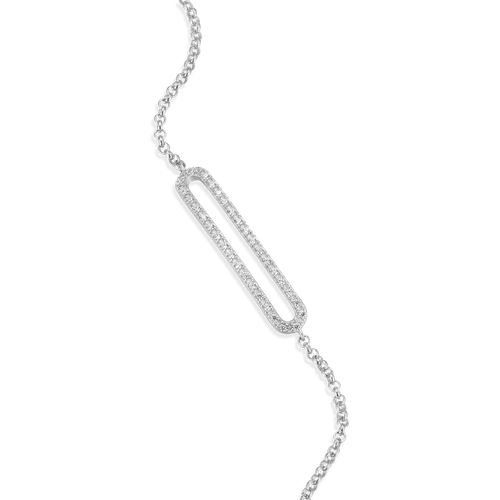 M by Monte Luna Pave Paperclip Pendant Bolo Rhodium-Plated Sterling Silver Bracelet BB0093W