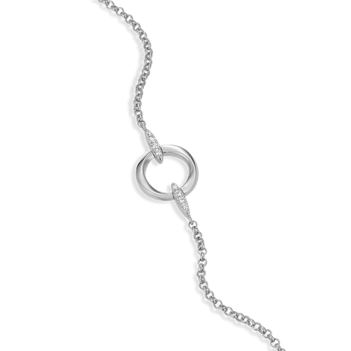 M by Monte Luna Knife Edge Circle Link Lab-Created Diamond Bolo Rhodium-Plated Sterling Silver Bracelet