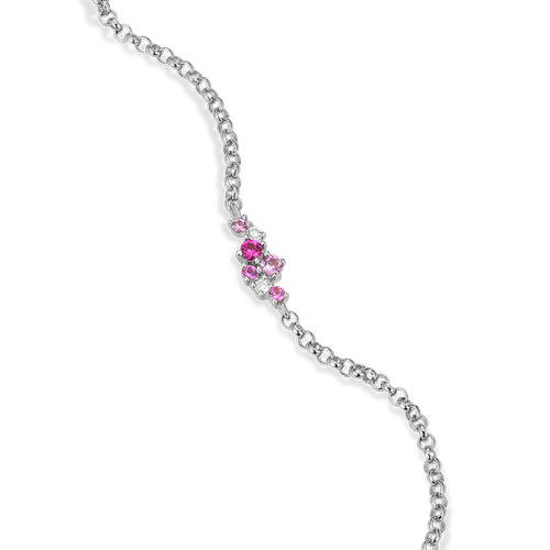 M by Monte Luna Scattered Ombre Lab-Created Ruby & Lab-Created Diamond Bolo Rhodium-Plated Sterling Silver Bracelet