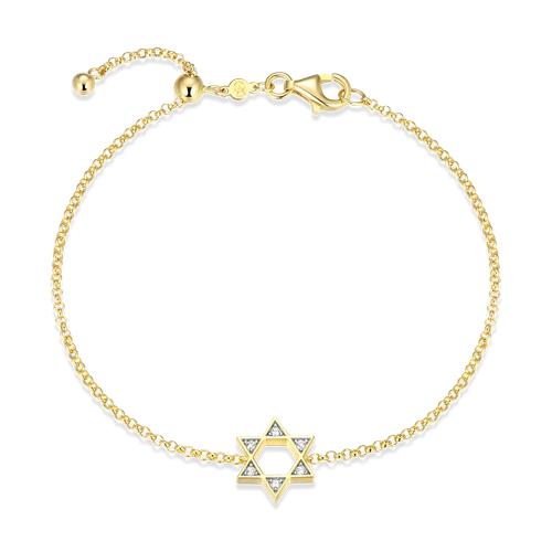 M by Monte Luna Star of David Lab-Created Diamond Bolo 14K Yellow Gold-Plated Sterling Silver Bracelet BB0211Y