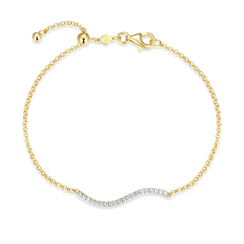 M by Monte Luna Wavy Bar Lab-Created Diamond Bolo 14K Yellow Gold-Plated Sterling Silver Bracelet BB0212Y