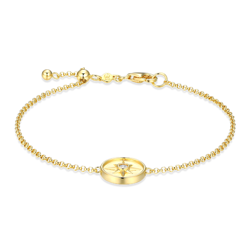M by Monte Luna North Star Medallion Lab-Created Diamond Bolo Gold-Plated Sterling Silver Bracelet