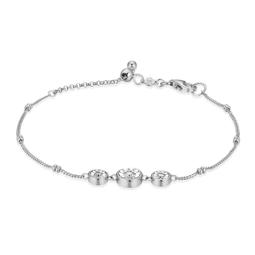 M by Monte Luna Trio Bezel-Set Lab-Created Diamond Beaded Bolo Rhodium-Plated Sterling Silver Bracelet