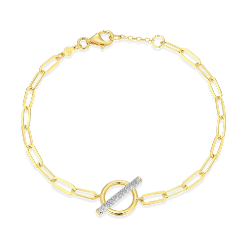 M by Monte Luna Lab-Created Diamond Toggle-Look Paperclip 14K Yellow Gold-Plated Sterling Silver Bracelet BB0234Y