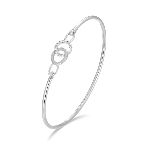 M by Monte Luna Twin Circle Lab-Created Diamond Flex Rhodium-Plated Sterling Silver Bangle Bracelet