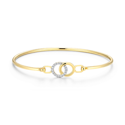 M by Monte Luna Twin Circle Lab-Created Diamond Flex 14K Yellow Gold-Plated Sterling Silver Bangle BB0241Y