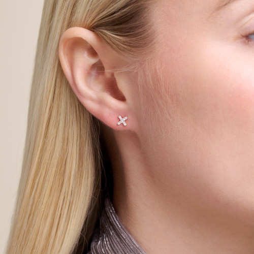 M by Monte Luna Lab-Created Diamond XO Stud Rhodium-Plated Sterling Silver Earrings