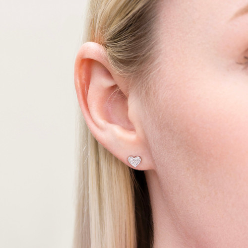 M by Monte Luna Lab-Created Diamond Heart Stud Rhodium-Plated Sterling Silver Earrings