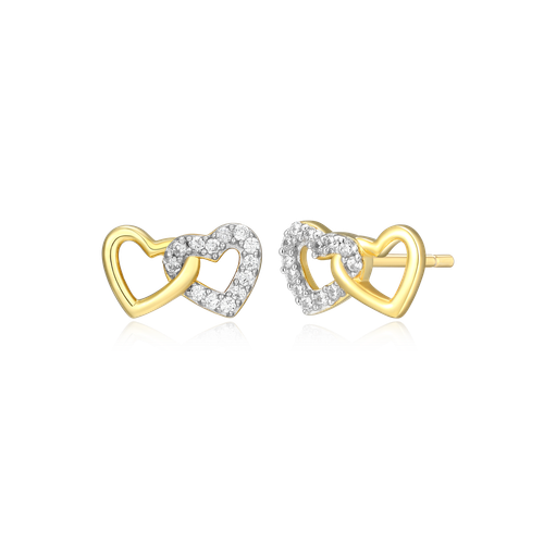 M by Monte Luna Open Twin Heart Stud 14K Yellow Gold-Plated Sterling Silver Earrings BE0010Y