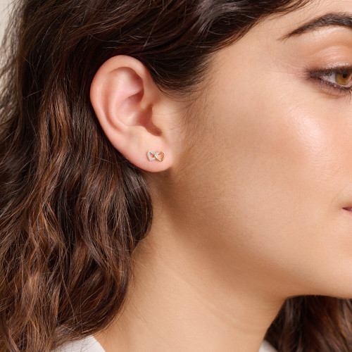 M by Monte Luna Lab-Created Diamond Open Twin Heart Stud Gold-Plated Sterling Silver Earrings