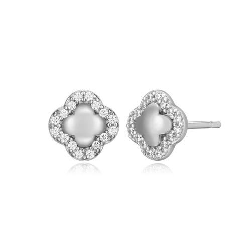 M by Monte Luna Clover Stud Rhodium-Plated Sterling Silver Earrings BE0036W