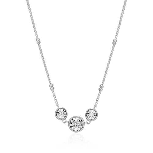 M by Monte Luna Trio Bezel-Set Lab-Created Diamond Beaded Bolo Rhodium-Plated Sterling Silver Necklace BN0219W