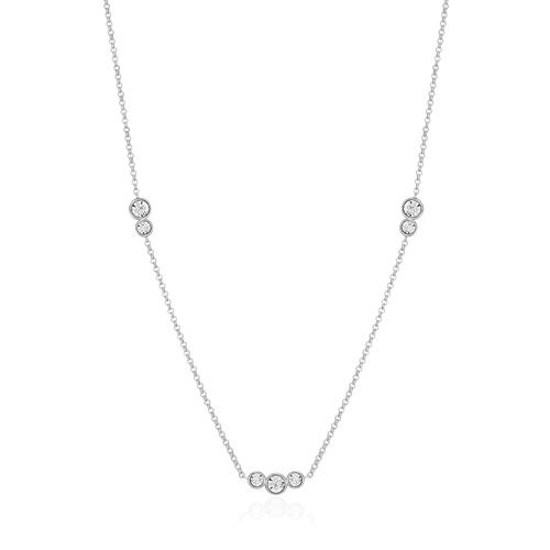 M by Monte Luna Trio Bezel-Set Lab-Created Diamond Station Bolo Rhodium-Plated Sterling Silver Necklace BN0220W