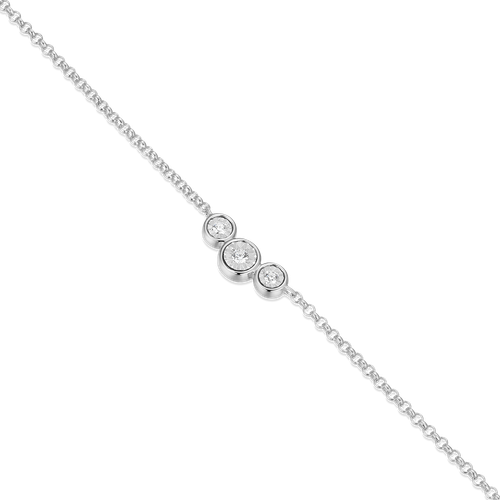 M by Monte Luna Trio Bezel-Set Lab-Created Diamond Station Bolo Rhodium-Plated Sterling Silver Necklace