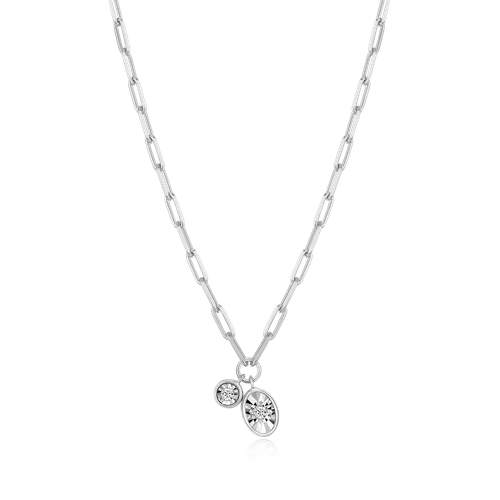 M by Monte Luna April Birthstone Lab-Created Diamond Mini Paperclip Rhodium-Plated Sterling Silver Necklace BN0224W