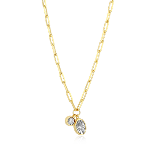 M by Monte Luna April Birthstone Lab-Created Diamond Mini Paperclip Gold-Plated Sterling Silver Necklace