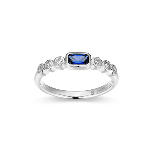 M by Monte Luna Lab-Created Blue Sapphire & Lab-Created Diamond Rhodium-Plated Sterling Silver Ring BR0252W