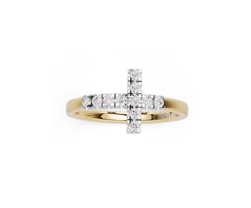 M by Monte Luna Medium Cross 14K Yellow Gold-Plated Sterling Silver Ring BR0279Y