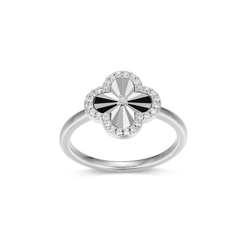 M by Monte Luna Sunray Clover Rhodium-Plated Sterling Silver Ring BR0309W