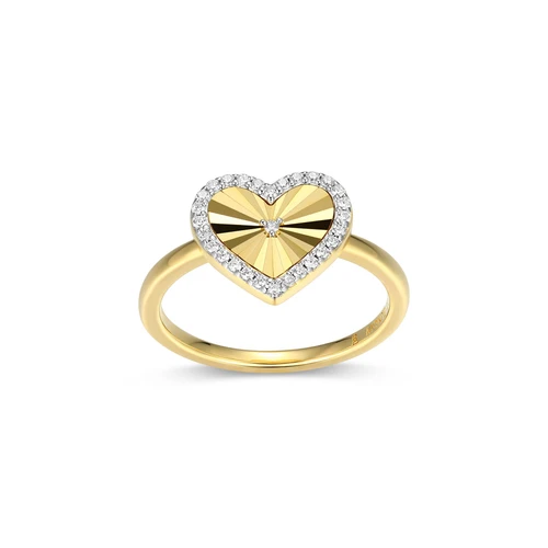M by Monte Luna Sunray Heart 14K Yellow Gold-Plated Sterling Silver Ring BR0311Y