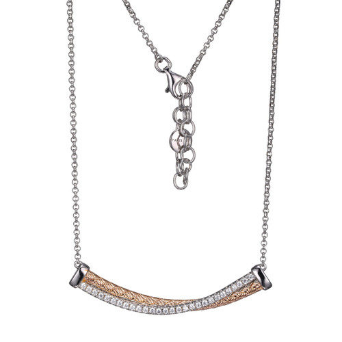 Charles Garnier Gold-plated and Rose-Gold-Plated Sterling Silver Cubic Zirconia Faceted Rolo Necklace - 17" + 2" Extender