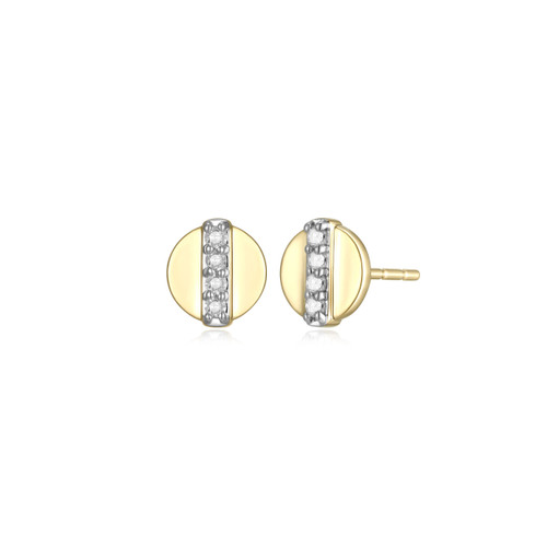 Charles Garnier 14K Gold Diamond Half-Disc Stud Earrings - 0.072 ctw