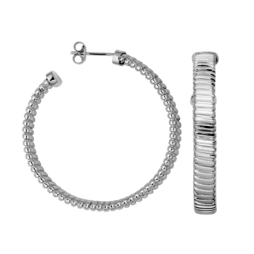 Charles Garnier Rhodium-Plated Sterling Silver Flat Hoop Earrings