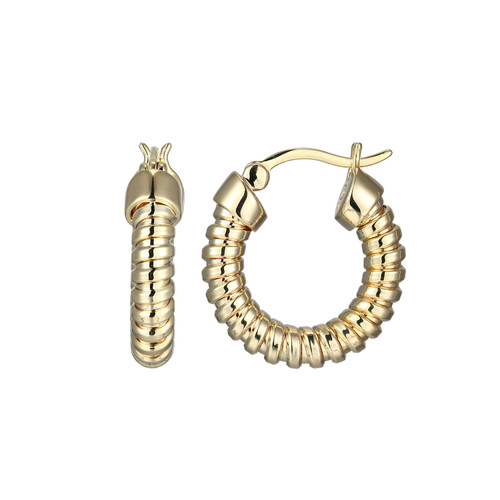 Charles Garnier Gold-Plated Sterling Silver Ribbed Huggie Hoop Earrings