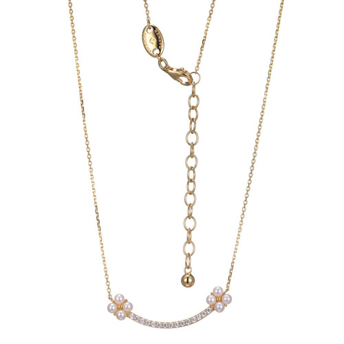Charles Garnier Gold-Plated Sterling Silver Cultured Freshwater Pearl & Cubic Zirconia Bar Necklace - 18" + 2" Extender