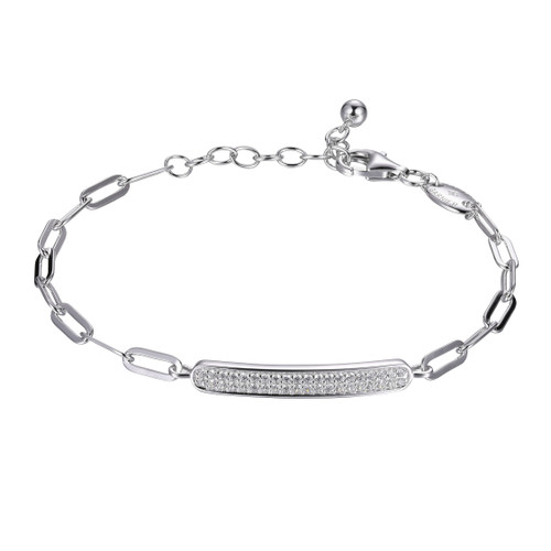 Charles Garnier Rhodium-Plated Sterling Silver Cubic Zirconia Single Pave-Bar Bracelet - 6.75" + 1.25" Extender