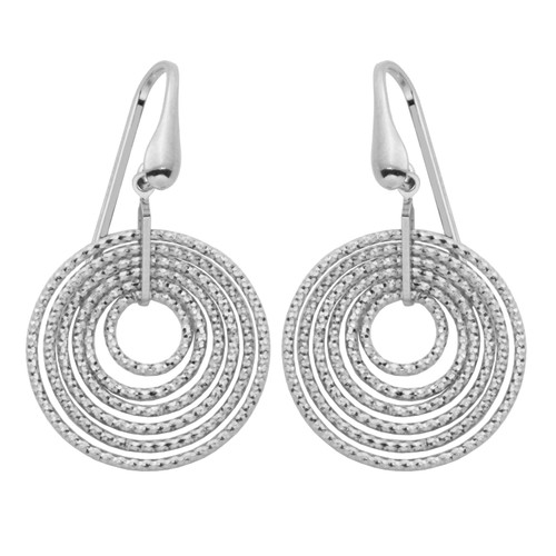 Charles Garnier Rhodium-Plated Sterling Silver Concentric-Circle Drop Earrings