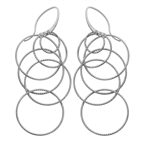 Charles Garnier Rhodium-Plated Sterling Silver Layered-Circle Dangle Earrings