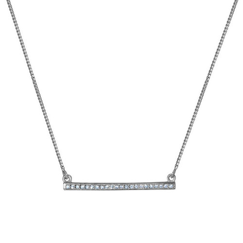 Charles Garnier Rhodium-Plated Sterling Silver Cubic Zirconia Horizontal Bar Necklace - 17" + 2" Extender