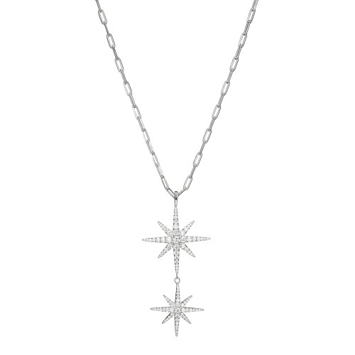 Charles Garnier Rhodium-Plated Sterling Silver Cubic Zirconia Diamond-Cut Cable Chain Necklace - 17" + 2" Extender