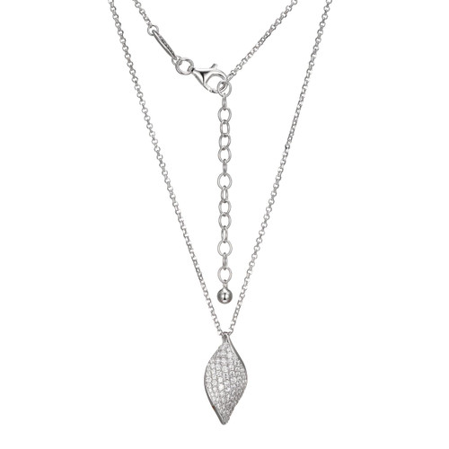 Charles Garnier Rhodium-Plated Sterling Silver Cubic Zirconia Leaf Pendant Necklace - 17" + 2" Extender